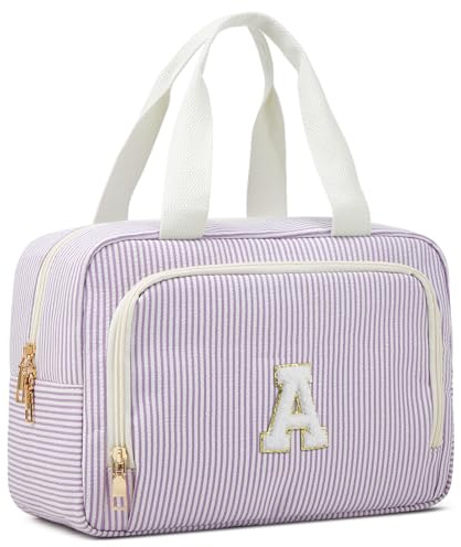 Funtlend Kulturtasche Damen groß Kosmetiktasche personalisiert mit Buchstaben – Kulturbeutel für Pflegeprodukte & Make-up – Leichte Waschtasche für Reise und Alltag
