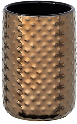 WENKO Gobelet Brosse à Dent, Keo Céramique - Porte-Brosse à Dents pour la Brosse à Dents et la pâte Dentifrice, Céramique, 7.5 x 11 x 7.5 cm, Cuivre