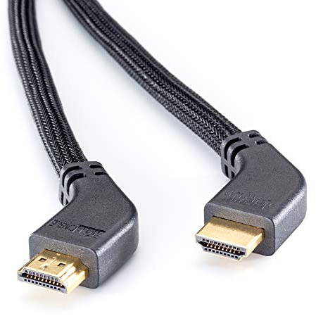 Eagle Cable by INAKUSTIK – 10011048 - Deluxe High Speed HDMI 2.0b Kabel mit Ethernet | gewinkelte Stecker für platzsparenden Anschluss | 4,8m in Schwarz | 2160p - ARC - HD Audio| mit Geflechtschirm