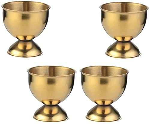 LATRAT Egg Cup Stainless Steel Metal Egg Stand, Egg Holders Stands Egg Cups for Hard Boiled Eggs Table Cups Breakfast, Golden