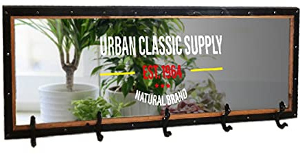 Wandspiegel mit 5 Kleiderbügeln Industrial Design Vintage 105 cm