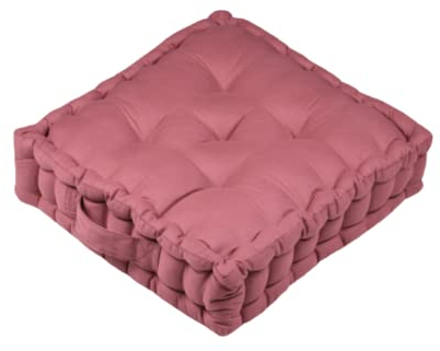 Stof Bodenkissen – Größe 45 x 45 x 10 cm – 100% Baumwolle – Farbe Grenache – Modell Oxford – Baumwollsatin – außergewöhnliche Qualität – Bequeme Sitzfläche – weich und elegant