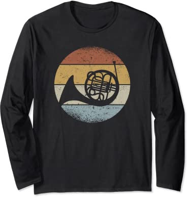 Hornist Orchester Horn Musiker Retro Waldhorn Langarmshirt