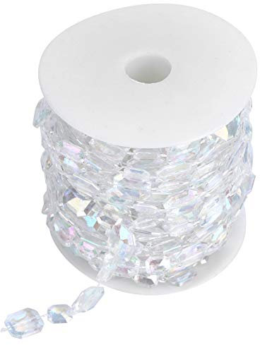 Christmas Bead Chain, 10M Christmas Tree Beads Garland,Hanging Crystals, Clear Glass Icicle Ornament,10m Christmas Tree Decorations Clear Acrylic Diamond Gem Strings Decor for Wedding Festival