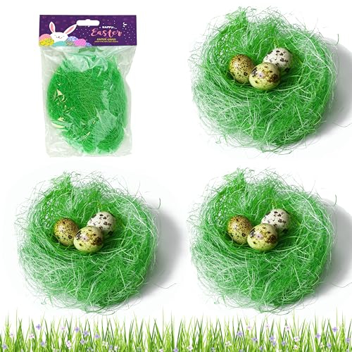 HOVUK Erba pasquale da 90 g, tessuto falso di lino per uova di Pasqua, nidi di uova, decorazione del cofano, arte e artigianato