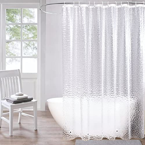 AooHome Duschvorhang Transparent, 180x180cm mit 5 Magnete unten, Waserdicht Eva Duschvorhänge 3D Muster mit 12 Duschvorhangringe, Anti-schimmel für Badewanne Bad Vorhang