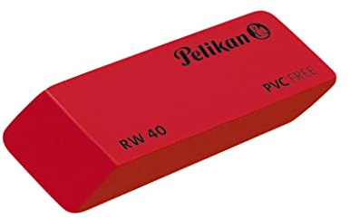 Pelikan Radierer RW40 aus Kunststoff, Suede, rot, Schachtel mit 40 Stück, 606127