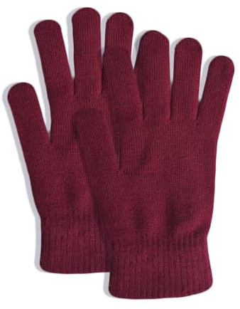 DALEDWN 5 Colors Winter Adult Magic Gloves Full Fingers for Women Teens Stretchy Warm Knit Gloves (Wine Red), Wine Red, Medium