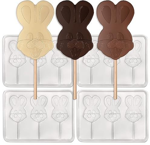 Bunny Chocolate Lolly Mould - 64g - Packs of 3, 6 or 12 - DIY Easter Rabbit ice Lolly Mould (12 Moulds)