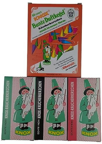 Knox XL Sparpack Ostalgie Räucherkrzen Bunte Duftkegel+Tannenduft+Weihrauch+Sandel Größe M Räucherkegel