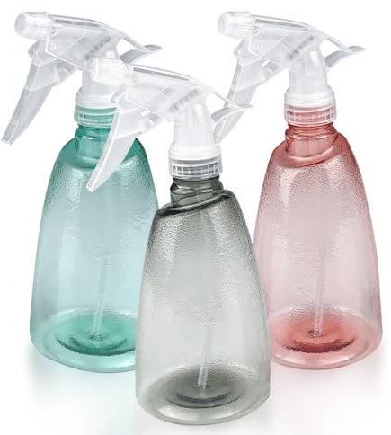 Newpop 3 Stk Zerstäuber Sprühflasche 500 ml, Nachfüllbar Sprühflaschen Leer, Transparent Spray Bottle, Kunststoff Sprüher Pflanzen, Professional Wassersprühflasche für Blumen, Haare, Reinigung
