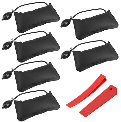 EXLECO 6 cuscini di montaggio, cuscini di sollevamento, cuscini pompa, cuneo pompa aria, installazione cuscino d'aria, cuscini di espansione, tenditore pneumatico con 2 strumenti a leva per
