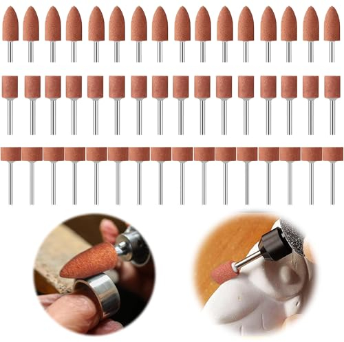 48 Stück Ltsbaed 3mm Korund Schleifstifte Set, Multifunktionale Kompatibel für Dremel Schleifaufsätze, Polierkopf Schleifstein 1/8 Schaft,Professional Schleifstift-Set Zubehör, für Schleifen Polieren