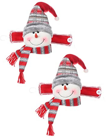 TOPPERFUN 2 Stück Weihnachtsgardinenschnalle mit 3D Schneemann Design aus Vliesstoff Niedlicher Gardinenclipgürtel für Zuhause Festliche Fensterdekoration zu Weihnachten