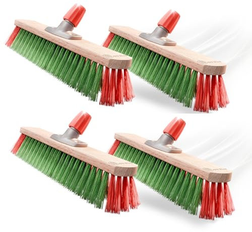 Novaliv Escoba de jardín Elaston de 40 cm, 4 unidades, cabezal de escoba de elastón, cerdas ideales como escoba exterior, cepillo de calle, cerdas duras, escoba de patio, escoba de establo, escoba