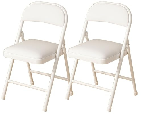RTTZBOZ Sedie Pieghevoli Portatili, Sedia Pieghevole Resistente Sgabelli Pieghevoli in Metallo per Adulti Sgabello Pieghevole da Giardino da Cucina (Color : White, Size : 44cm/17in2pcs)