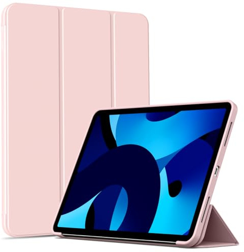 BFGTSJF Case for iPad Air 11 Inch, iPad Air 5th/4th 10.9 Inch, Light Pink | Fits iPad Air 11-inch M4/M3/M2 2026-2024 & Air 10.9 2022/2020, Trifold Stand, Soft TPU Back Cover, Auto Wake/Sleep, Touch ID