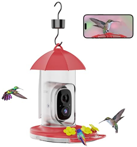 Vogelfutterhaus mit Kamera, Solar-Smart-Vogelfutterhaus-Kamera mit KI Zur Identifizierung von Vogelarten, 160°-Weitwinkelkamera-Vogelhaus mit 5000 MAh, Automatische von