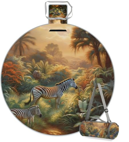 Tropic Forest Zebra Picknickdecke, wasserdicht, faltbar, für drinnen und draußen, Matte für Strand, Camping, Park, Familientreffen