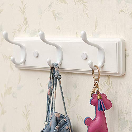 towel holder Bamboo Wall Mounted Coat Rack with 3 Hooks Stylish White Wooden Coat Rail for Hanging Clothes, Hats, and Towels Available in 7 Sizes