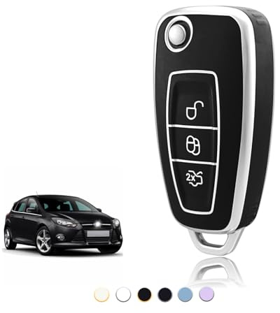 TOOMUME Schlüsselhülle TPU, Autoschlüssel Hülle Passt für Ford Focus Fiesta Kuga Tourneo Transit Connect Custom Courier Puma Galaxy C-Max S-Max, Schlüsselcover Schutz Schlüsselgehäuse - Flip Key