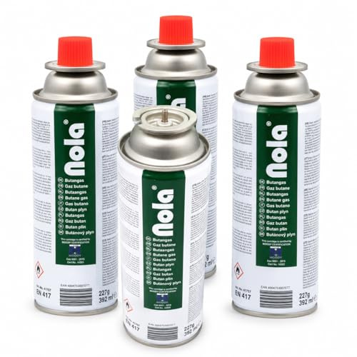 NOLA 4 x, 8 x, 12 x, 16 x, 28 x 227g Gaskartusche Butan Gas mit Ventil Bajonett Universal Butangas Brennstoffflaschen Campinggas für Gaskocher, Gasheizung Campinggeräte (28 x 707,Gaskartusche)