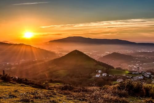 Cuadro de puesta de sol sobre el país vasco – Made in France – Cuadro de cristal acrílico 120 x 80