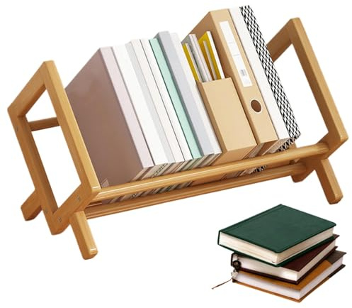 Sghtil Desktop-Bücherregal,Wohnheim-Schreibtisch-Bücherregal - Tischstall-Schlafsaal | Desktop-Buchhalter-Organizer, Tisch-Buchaufbewahrungsregal, neigbares Bücherregal für Bücher, CDs