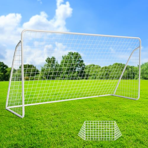 Porte da calcio, 365 x 182 cm / 240 x 150 cm, grande porta da calcio per bambini e adulti, con 2 rete per cortile, giardino, le spiagge, le scuole (Con 1 rete da calcio, 365 x 182 cm - Set di 1)