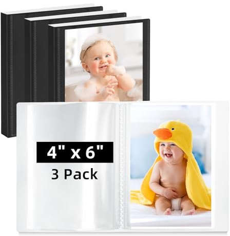 Vienrose Small Photo Album 3-Pack 4 x 6 Photo Book Album, Each Picture Book Holds 52 Photos Mini Photo Book with Customizable Cover, Postcard Album, Baby Photo Albums (Black)