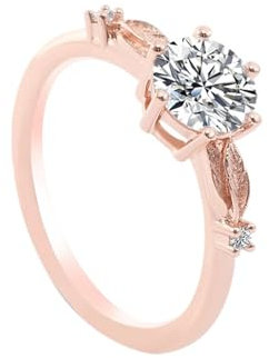 AMDXD 9K 375 Rotgold Trauringe Echt Gold Schmuck, Zierlich Freundschaftsringe mit 2ct Moissanit, Au375 Rosegold Eheringe, Gr.48 (15.3)