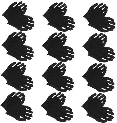 CANIGHT 12paare Baumwollhandschuhe Dicke Arbeitshandschuhe Komfortable Schutzhandschuhe Schwarz Für Gartenarbeit Und Vielseitige Anwendungen