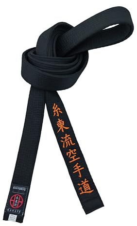 Shito-Ryu karate svart bälte 4 cm brett ungdom karate broderat japanskt bälte unisex (Orange ord, 340cm)