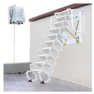 Escalera plegable para ático para interiores y exteriores, montaje en pared, carga de 1100 libras, decoración de casa, aleación 2 2,25 m/6,5 2,2 m