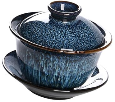 Cabilock Tasse à Thé en Céramique Vintage avec Couvercle 140ml Antibrûlure, Design Rétro Délicat, Maison Restaurant