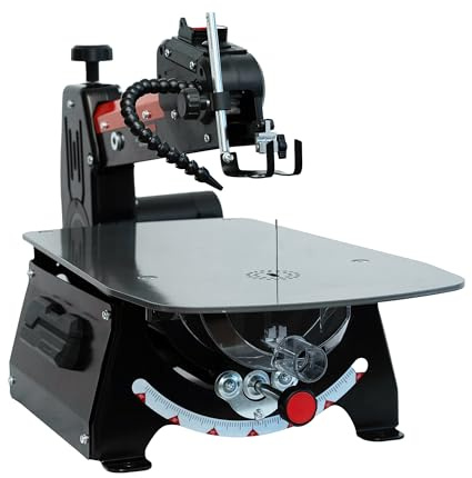 Bucktool 457mm Drehzahlregulierte Laubsäge Elektrisch, 120W Dekupiersäge mit Rotierendem Sägearm, 127mm Genadelten Sägeblättern & 130-133mm Pinless Sägeblättern für Holzarbeiten, Handwerker