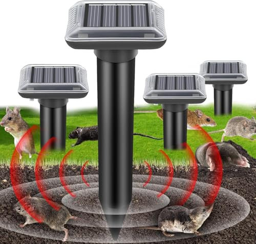 Repellente ultrasuoni per talpe(4 Pezzi), Solar Maulwurf Vertreiber Wühlmausschreck,Ultraschall Maulwurfschreck für Vertreiben Wühlmäuse,wühlmäuse vertreiben