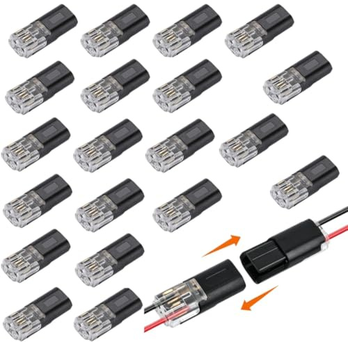 20 Pcs wire connectors push fit, Led Light Strip Connectors, D2 2 Pin Quick Wire Connectors for Small Gauge LED Strip Wires