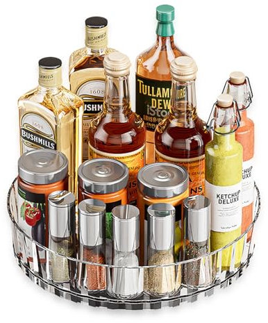 SNSYGN Organizador de plato giratorio, plato giratorio transparente, frigorífico 360°, estante giratorio para especias, organizador de especias, organizador giratorio para cocina, frigorífico