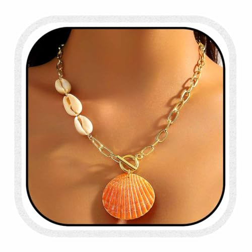 Fashband boho sjöstjärna halsband färgglada pärlor snäckskal halsband strand halsband kedjor för kvinnor, En storlek, pärlor, Ingen ädelsten