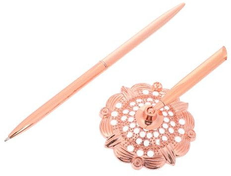 jojofuny Eleganter Metall-kugelschreiber Mit Ständer Für Hochzeitsgäste Und Geschäftliche Schreibgerät Für Gästebücher Und Bürozwecke Rosegold-blau Langlebig Und Komfortabel