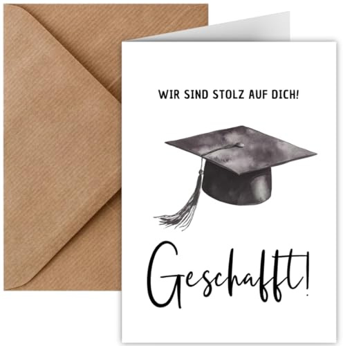 Karte zum Abschluss – Abitur, Bachelor, Master, Prüfung, Promotion, Doktor | Glückwunschkarte Abitur inkl. Briefumschlag, Geschenk zur bestandenen Prüfung Baby (Klappkarte Abschluss)