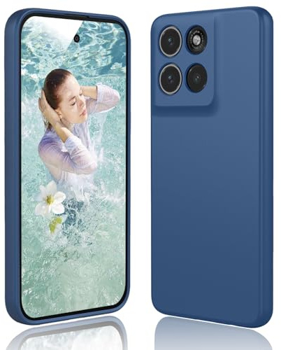DESSEN Funda para Motorola Moto G86 Power 5G Capa - Líquida Silicona Carcasa Antigolpes Protector Móvil Case Cover Suave Delgada Bumper con Forro de Microfibra Antiarañazos, Azul