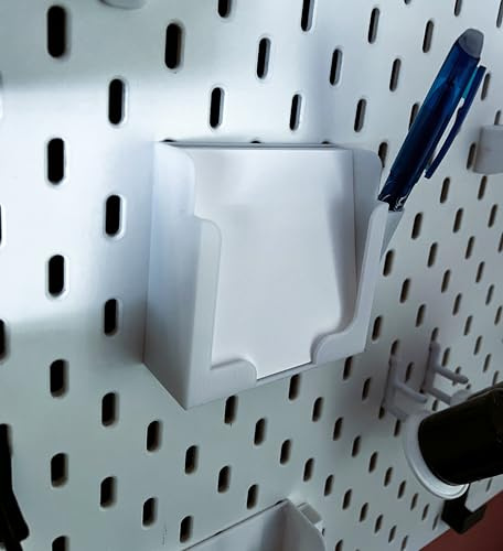 JL House anteckningslåda med pennhållare kompatibel med IKEA SKÅDIS hålvägg – 76 x 76 x 30 mm – vit – organisatör för kontor, kök och verkstad – tillbehör och hållare –