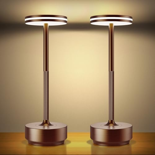 Lampada da Tavolo Ricaricabile LED,2 Pezzi 5000mAh Senza Fili USB,Comodino