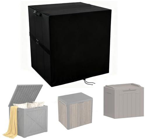 Aidetech Deck Box Cover for Keter 30 Gallon / for Greesum 31 Gallon Deck Box for Outside, Waterproof Resin Storage Box Bin Covers Patio Furniture Side Table Cover- 23L x 18W x 22H