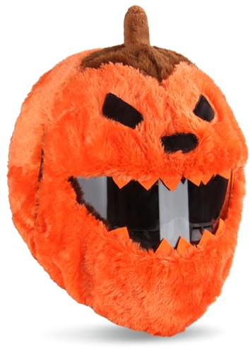Whyzsjnclg Motorradhelm-Überzug, lustig, Motorradhelm-Überzug, Halloween-Böser-Kürbis-Plüschbezug, dekorativer lustiger Cartoon, kein Blockieren der Sicht beim Fahren
