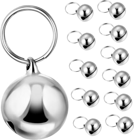 Lurrose 12 Stück Haustier Glockenanhänger 16mm Leichte Metall Glöckchen für Hundehalsbänder und Katzengeschirre Klare Tonhöhe zur Ortung von Katzen Hunden