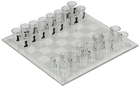 Clear Shot Glass Chess Set, 10x10 Inch Glass Chess Board with 32PCS Cups Pieces, Drinking Shot Set, Funny Sets for Adults, Kids