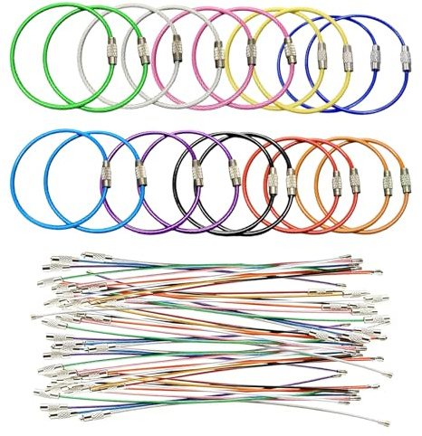 Nevoluxer Lot de 50 anneaux porte-clés 15 cm - Anneau porte clef métallique multifonction avec fermoir vis - Porte-clés colorés pour bagages et étiquettes